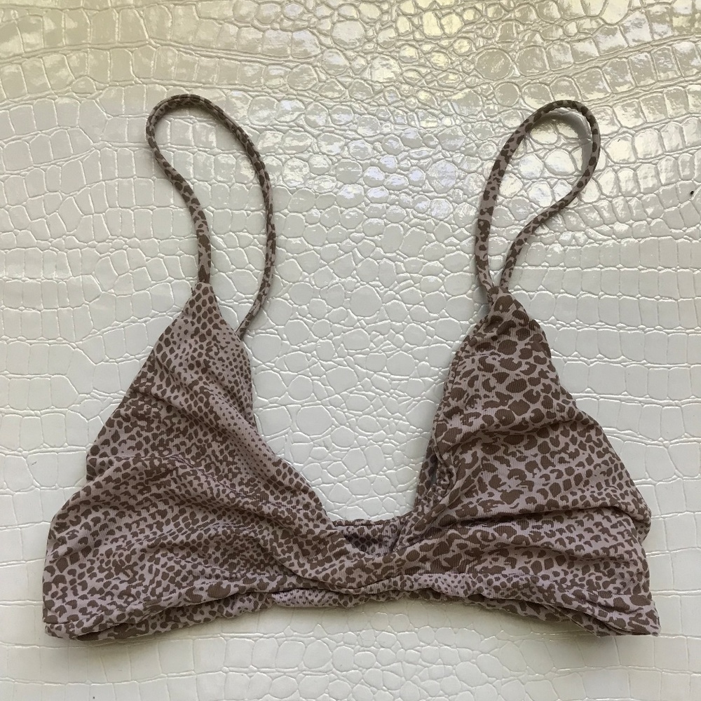Acacia brown snakeskin bikini top size M